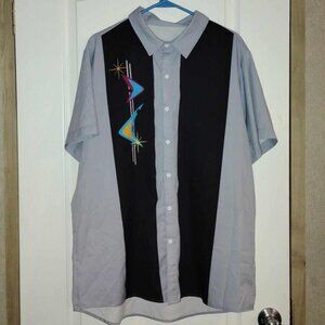 Sz., L Men's light weight rockabilly Blue & black button up, short sleeve shirt.